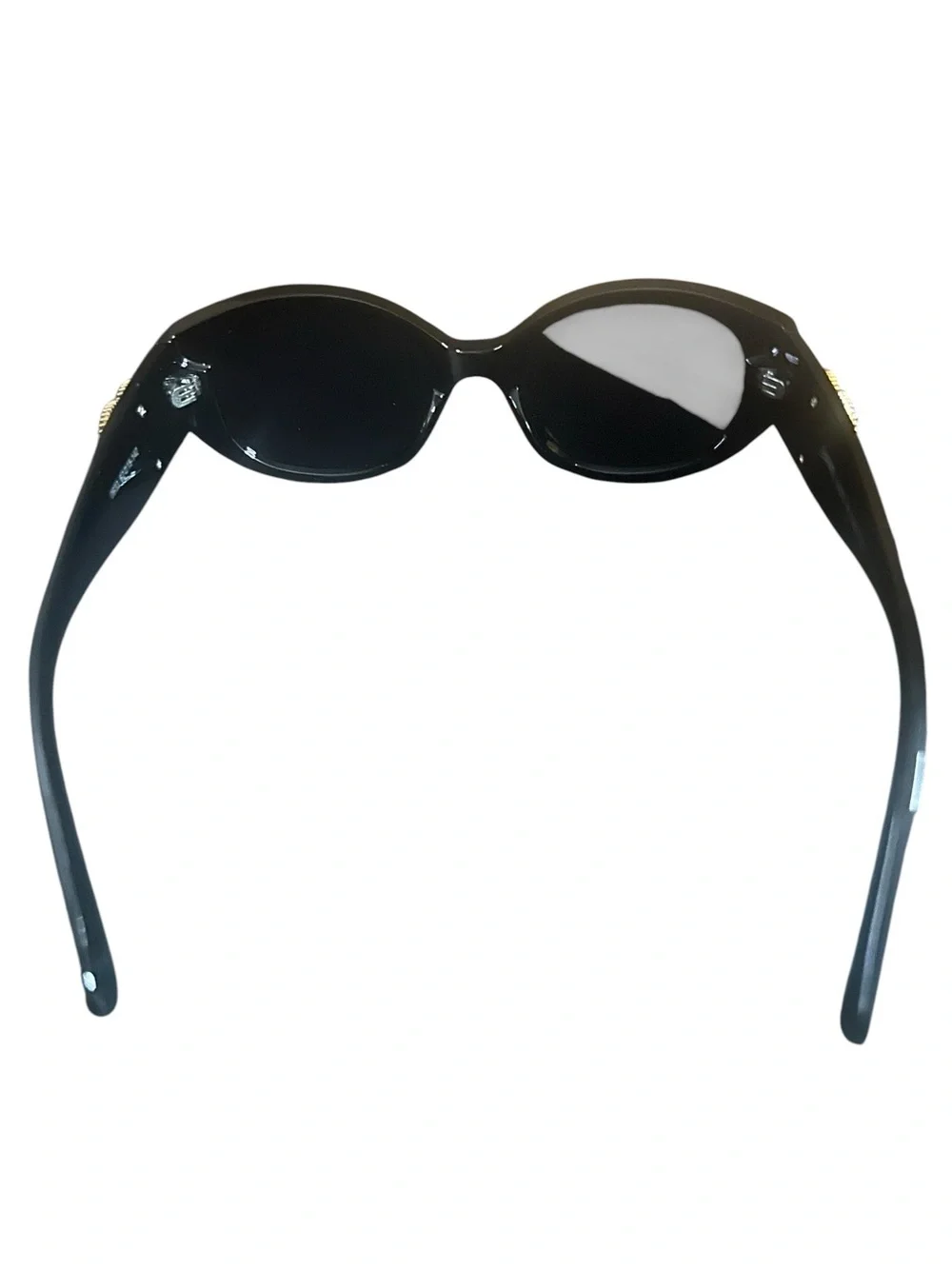 Black Oval Sunglasses with Logo Accent